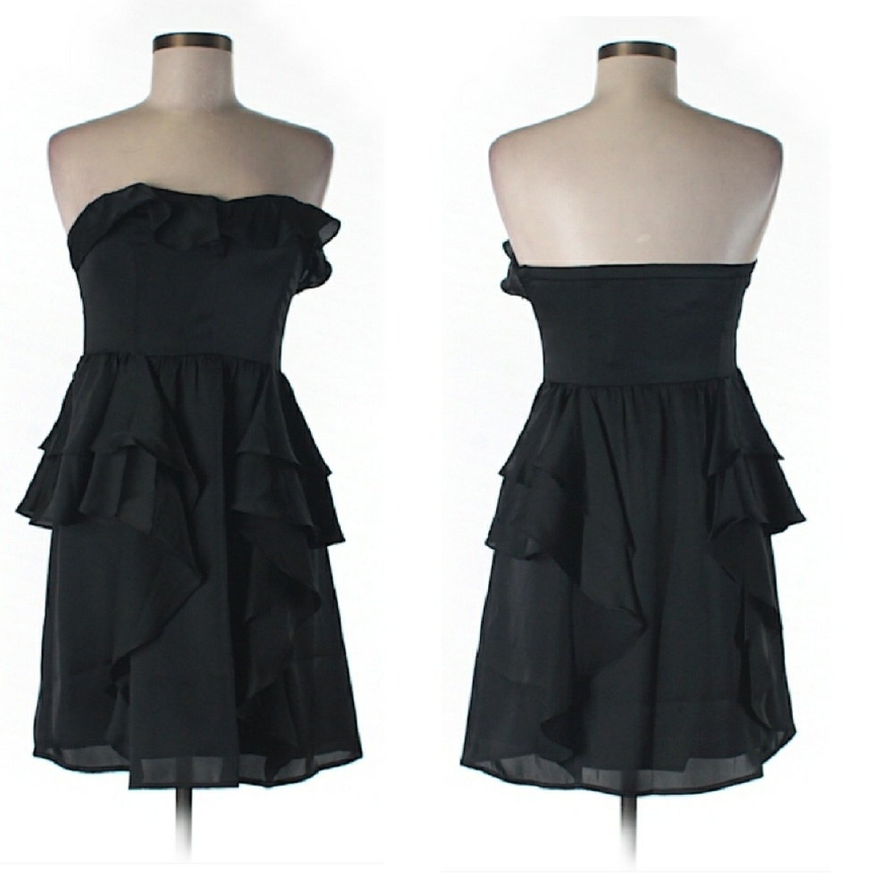 American Eagle Outfitters Black Strapless Ruffle Dress